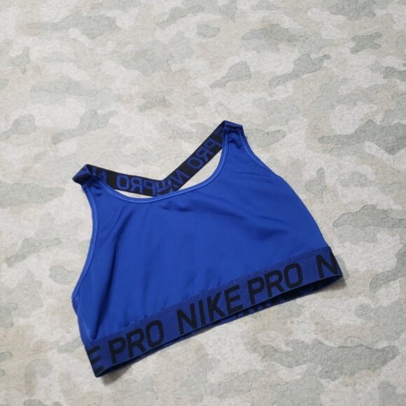 Nike Sports Bra Womens Medium Blue Gym Fitness Yoga - Picture 2 of 7